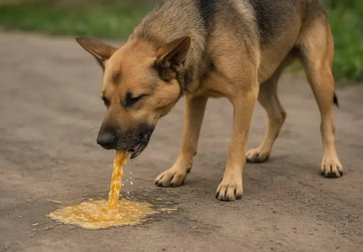 Pies je trawę i wymiotuje pianą.