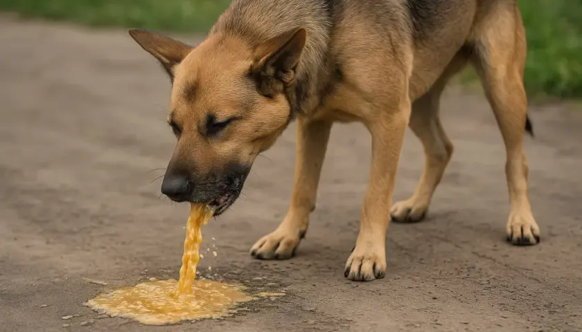 Pies je trawę i wymiotuje pianą.